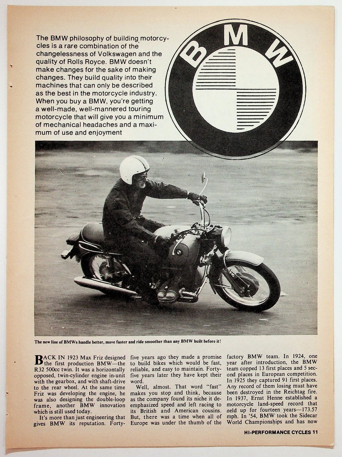 1971 BMW Motorcycles Hi-Performance Cycles Magazine Article Print Ad R75/5 R60/5 1971 BMW Motorcycles Hi-Performance Cycles Magazine Article Print Ad R75/5 R60/5