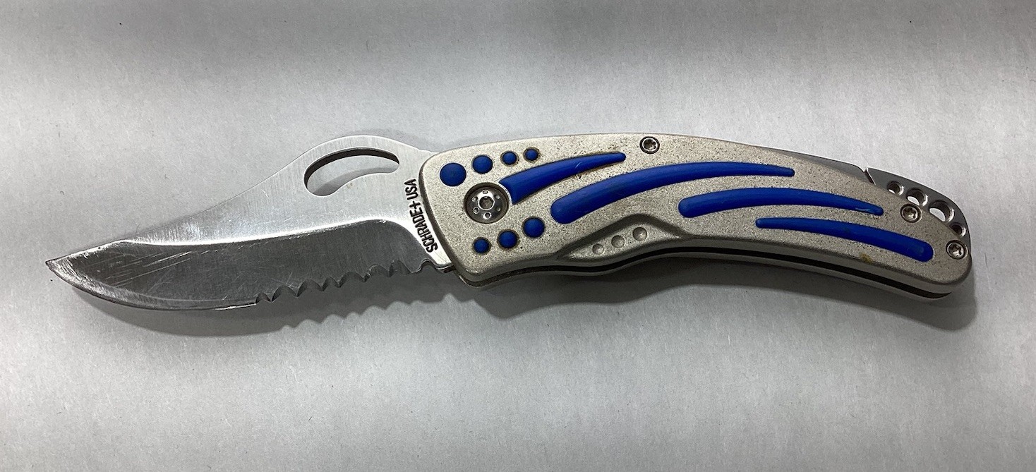 Schrade USA AV7 AVATAR Lockback Aluminum Handle Knife Blue Sure Grip