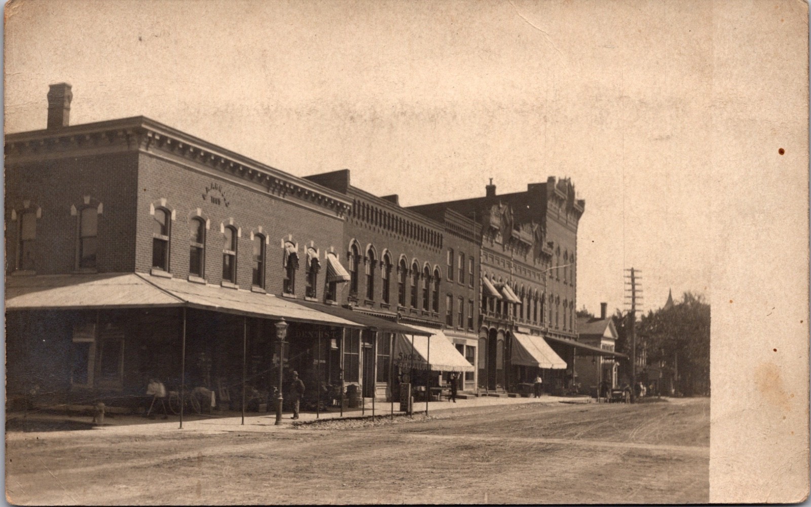 RPPC Main Street Commercial Block Storefronts Horse Wagon Early Town View