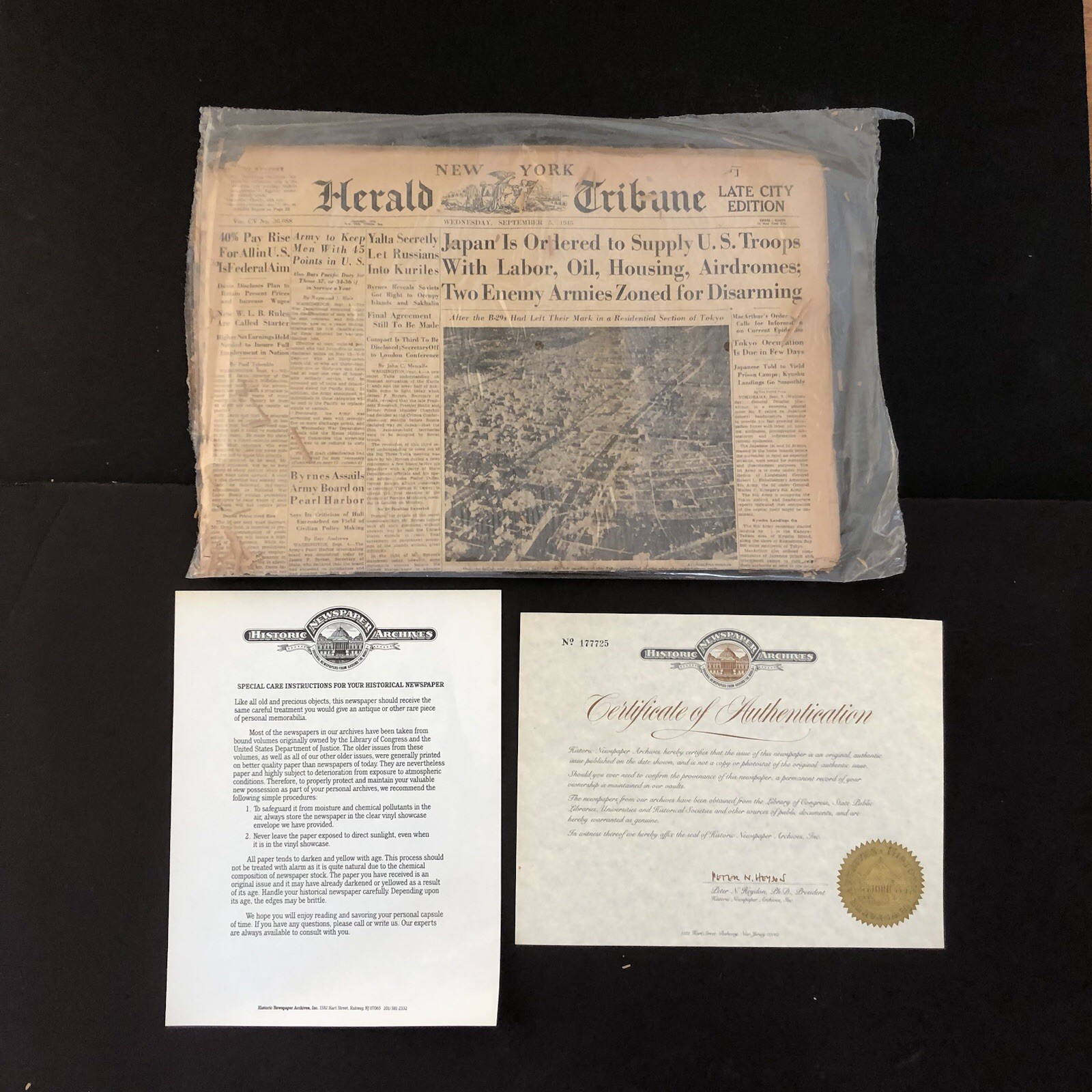 Vintage New York Herald Tribune 1940’s Newspaper  09-5-1945
