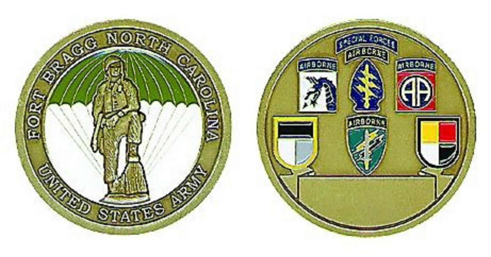 ARMY FORT BRAGG AIRBORNE SPECIAL FORCES ALL UNITS CHALLENGE COIN ARMY FORT BRAGG AIRBORNE SPECIAL FORCES ALL UNITS CHALLENGE COIN