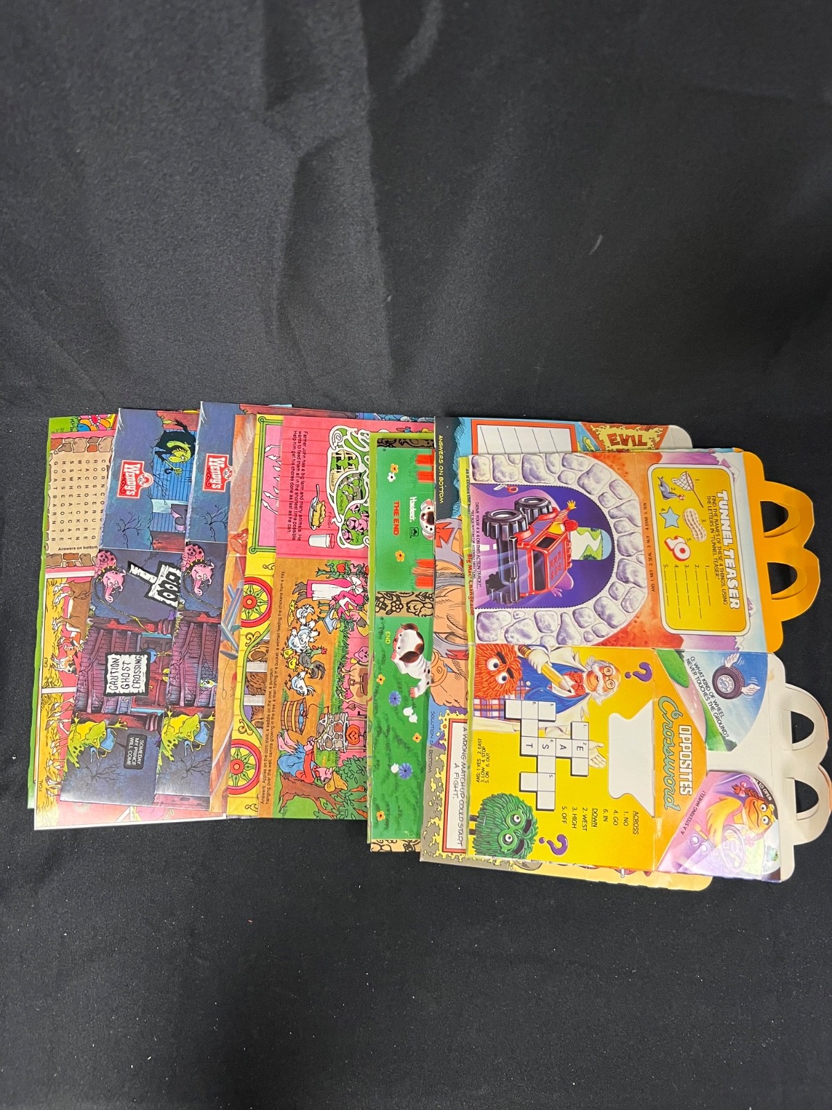 Lot of 13 80s Wendy’s Kids Meal Box Packaging Promotion Vintage Lot of 13 80s Wendy’s Kids Meal Box Packaging Promotion Vintage