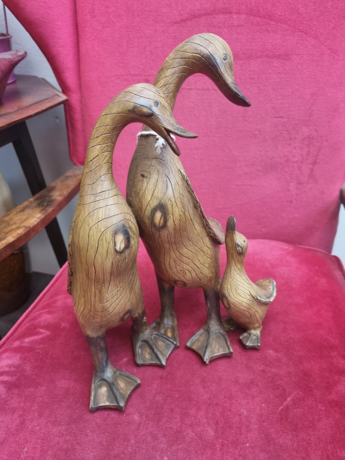vintage large faux wood effect ducks (the penfolds) 12in tall
