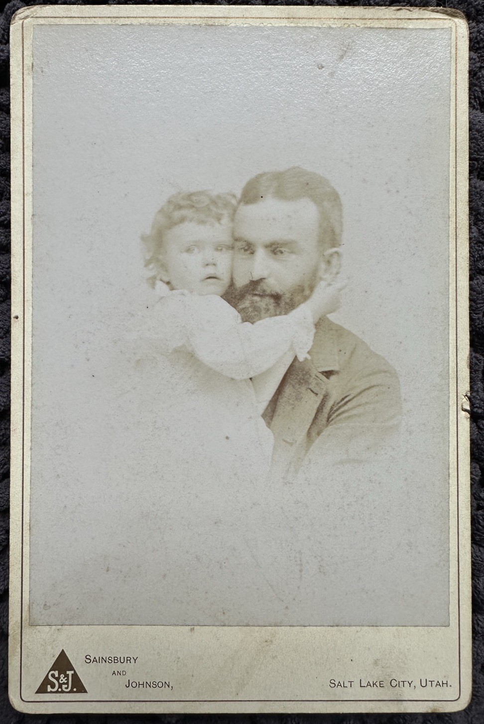 Antique 1890s Father & Child Cabinet Card Sainsbury Johnson Salt Lake City Utah Antique 1890s Father & Child Cabinet Card Sainsbury Johnson Salt Lake City Utah