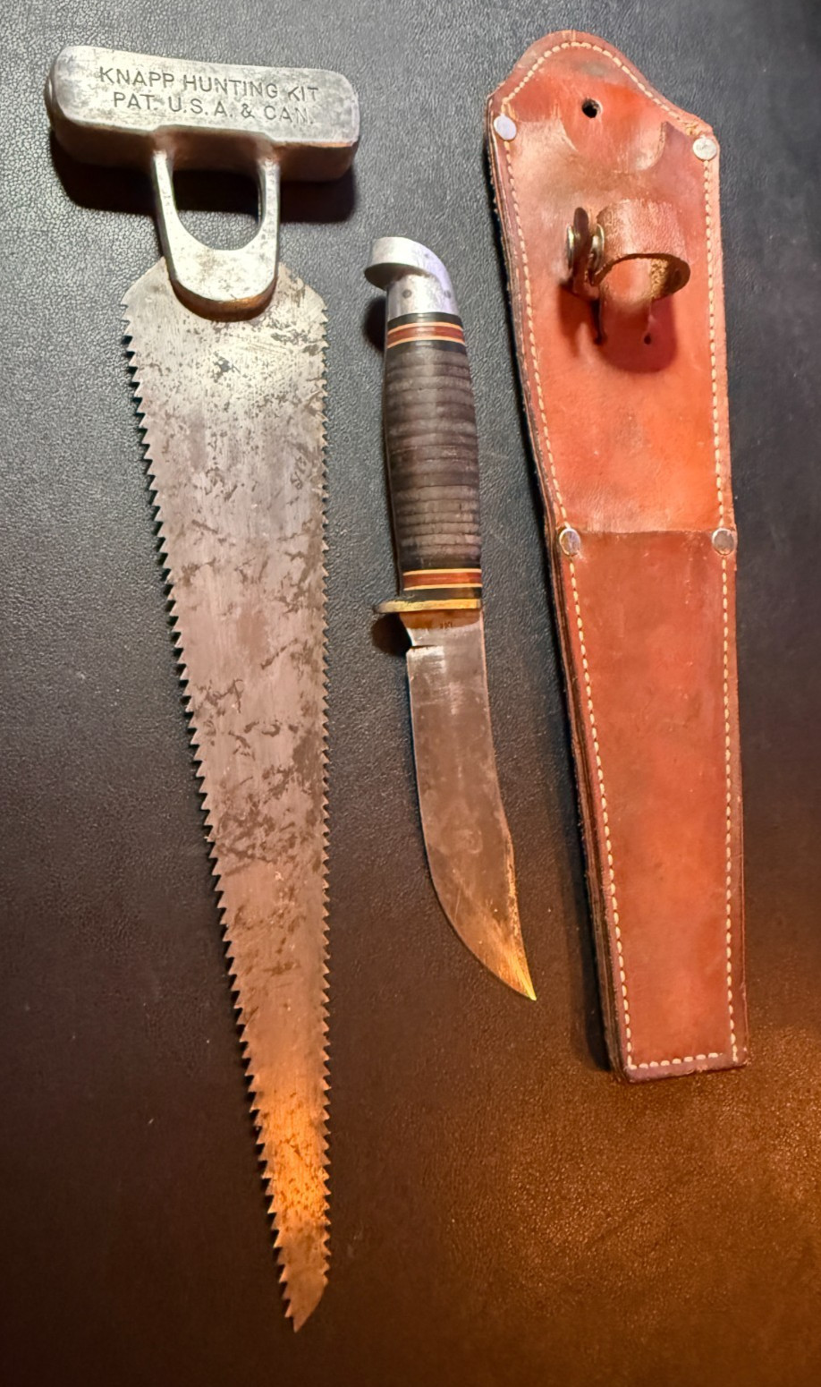 Vintage Knapp Hunting Kit Elko. Nevada - Saw and Western L66 and Sheath Very Nic
