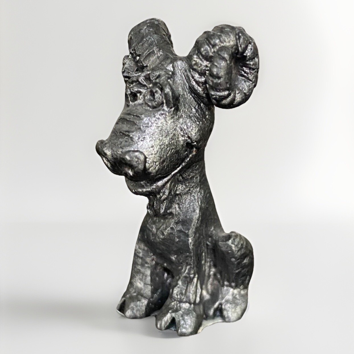 Vintage Pewter Mini Figure - Smiling Goat, Ram, Bighorn Sheep Cute Figurine 1.5