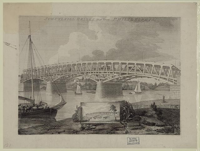 Photo:Philadelphia PA Schuylkill Bridge 1805 High Street River Boat Print