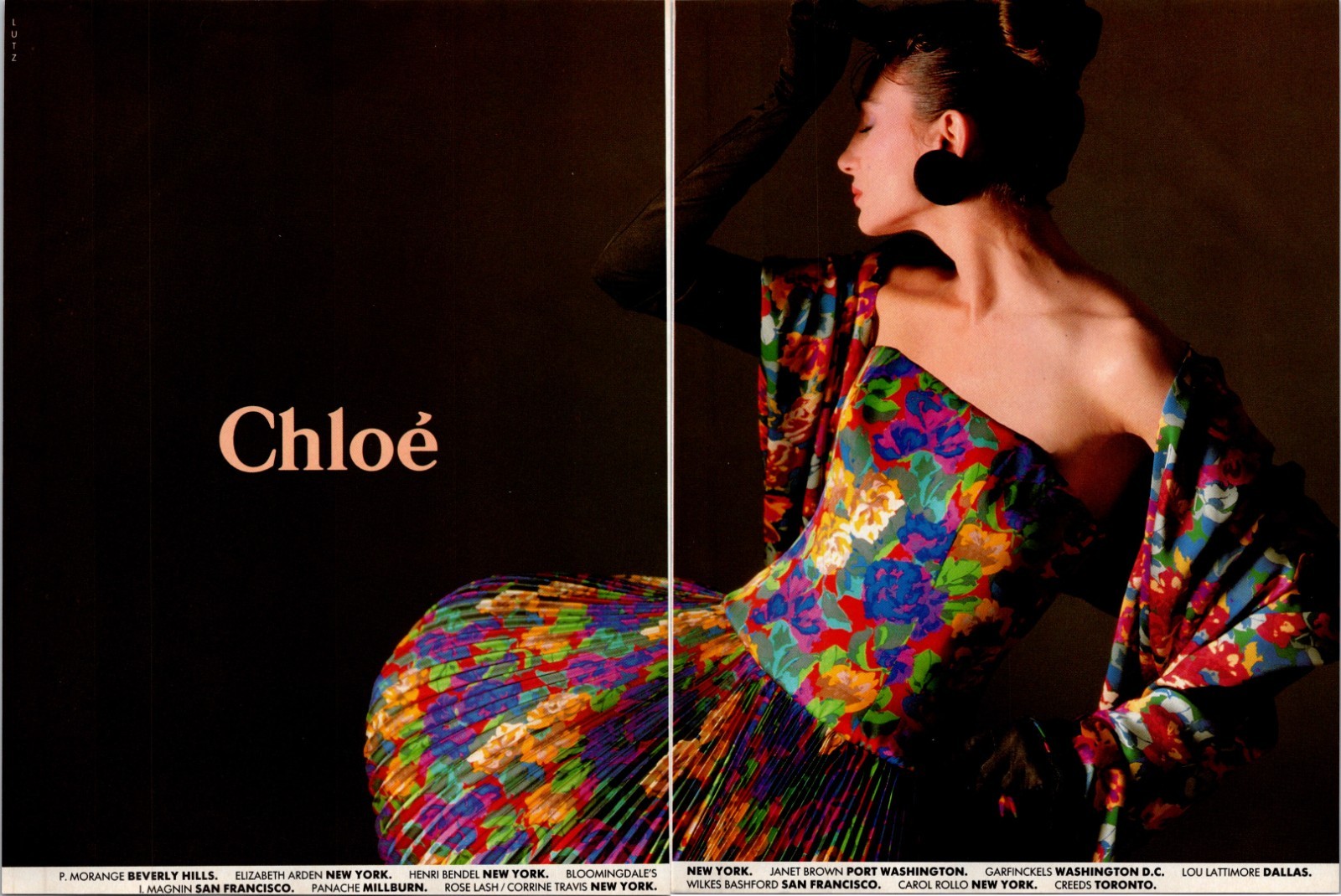 1988 • CHLOE dress colorful print ad • 1980s Fashion CA.05