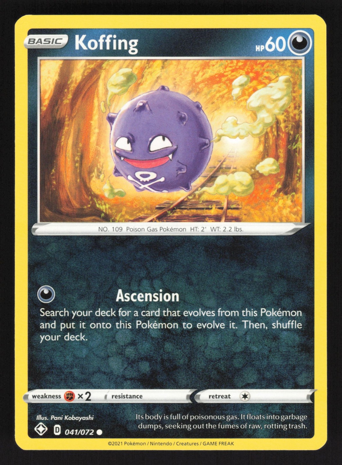 English NM Koffing 041/072 SHF Pokemon Shining Fates