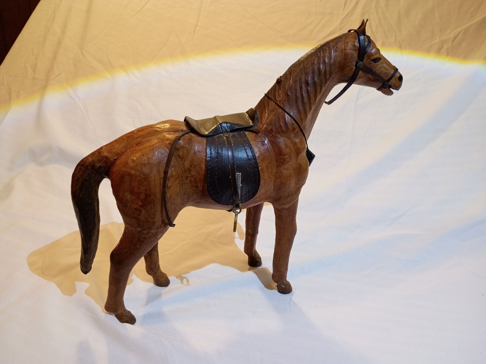Classic Treasures Vintage leather Horse Figurine with Saddle