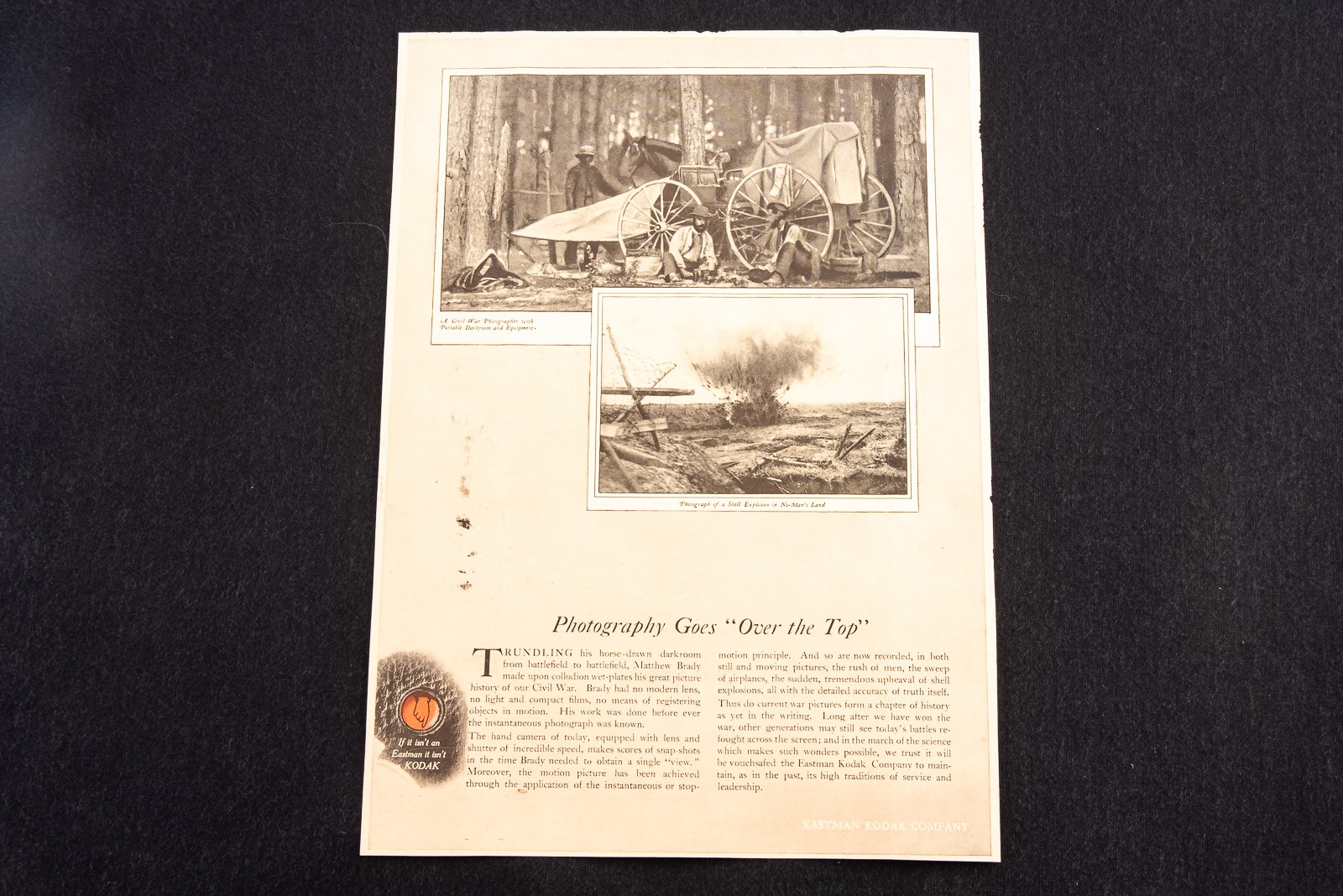 Antique 1919 Mathew Brady Civil War Photographer Magazine Advertising Feature