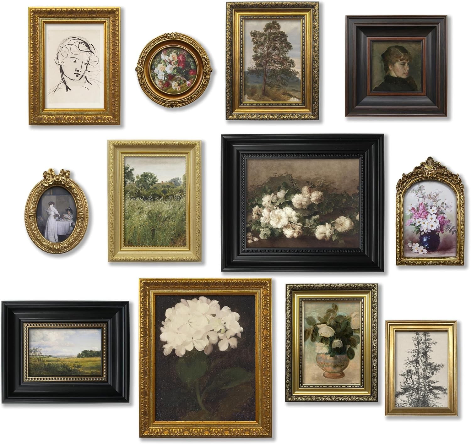 12 Piece Vintage Gold Picture Frame Set 4x6 5x7 8x10 Gallery Wall Decor