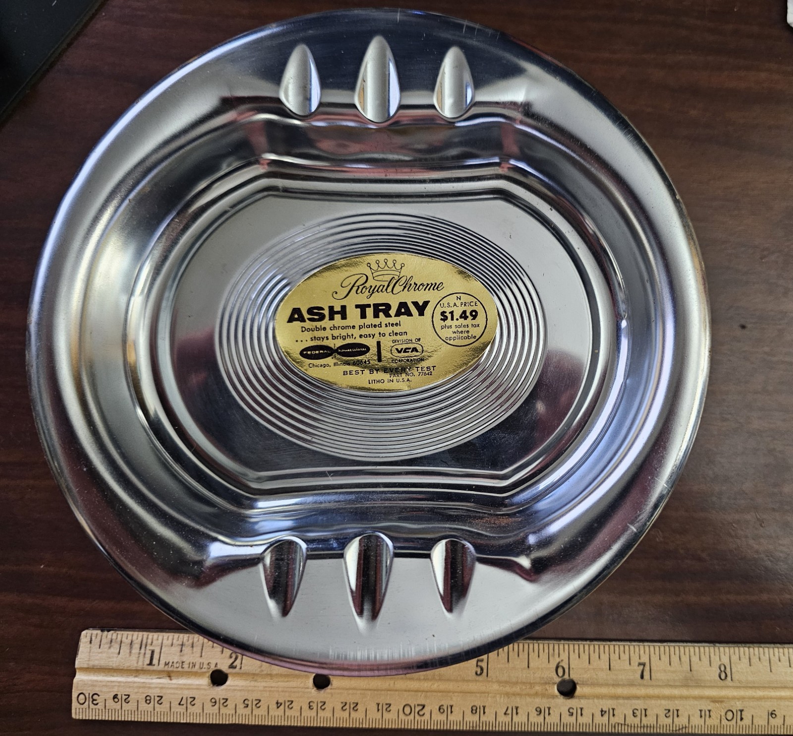 10 - Vintage  Royal Chrome Ashtray New Old Stock