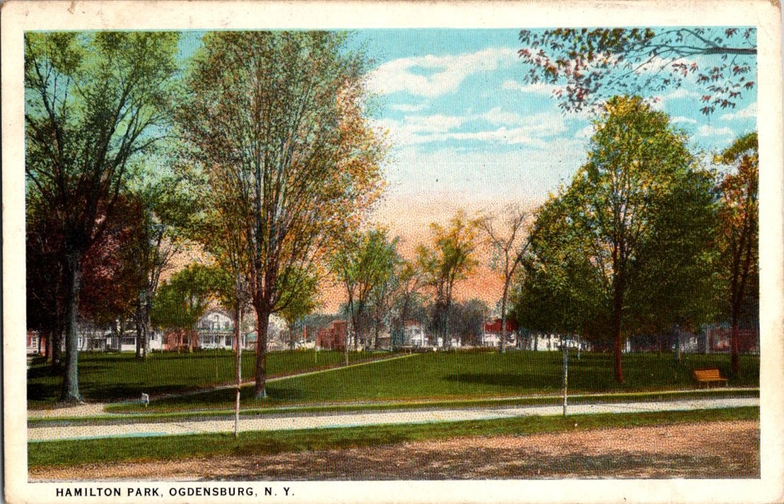 Vintage Hamilton Park Ogdensburg NY Postcard 1938 Scenic View