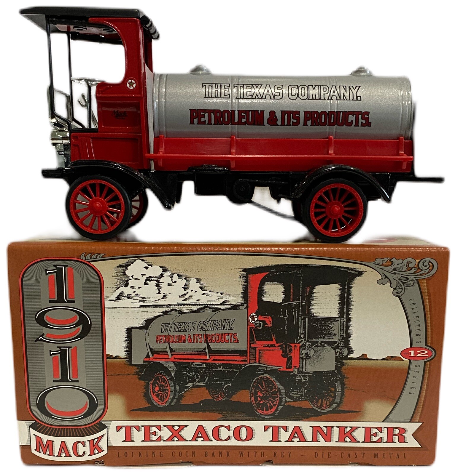 Vintage 1995 Ertl Texaco 1910 Mack Texaco Tanker Die Cast Model Coin Bank NEW