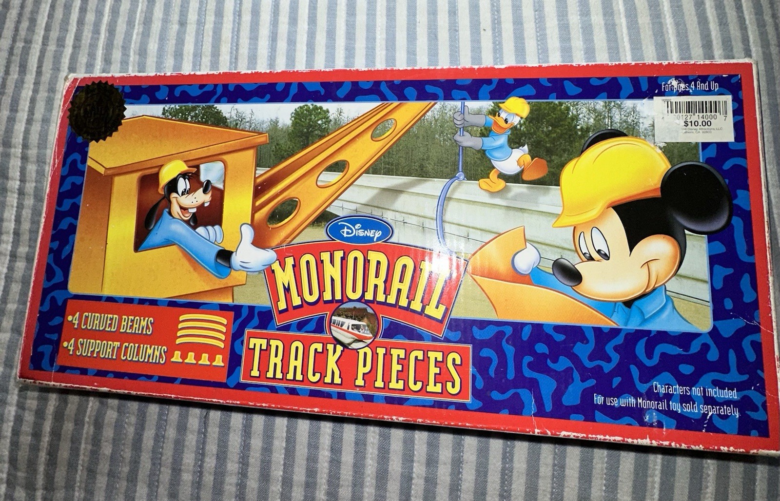 Vintage Disney Monorail Track Pieces Set W/ 4 Curved Beams & 4 Supports
