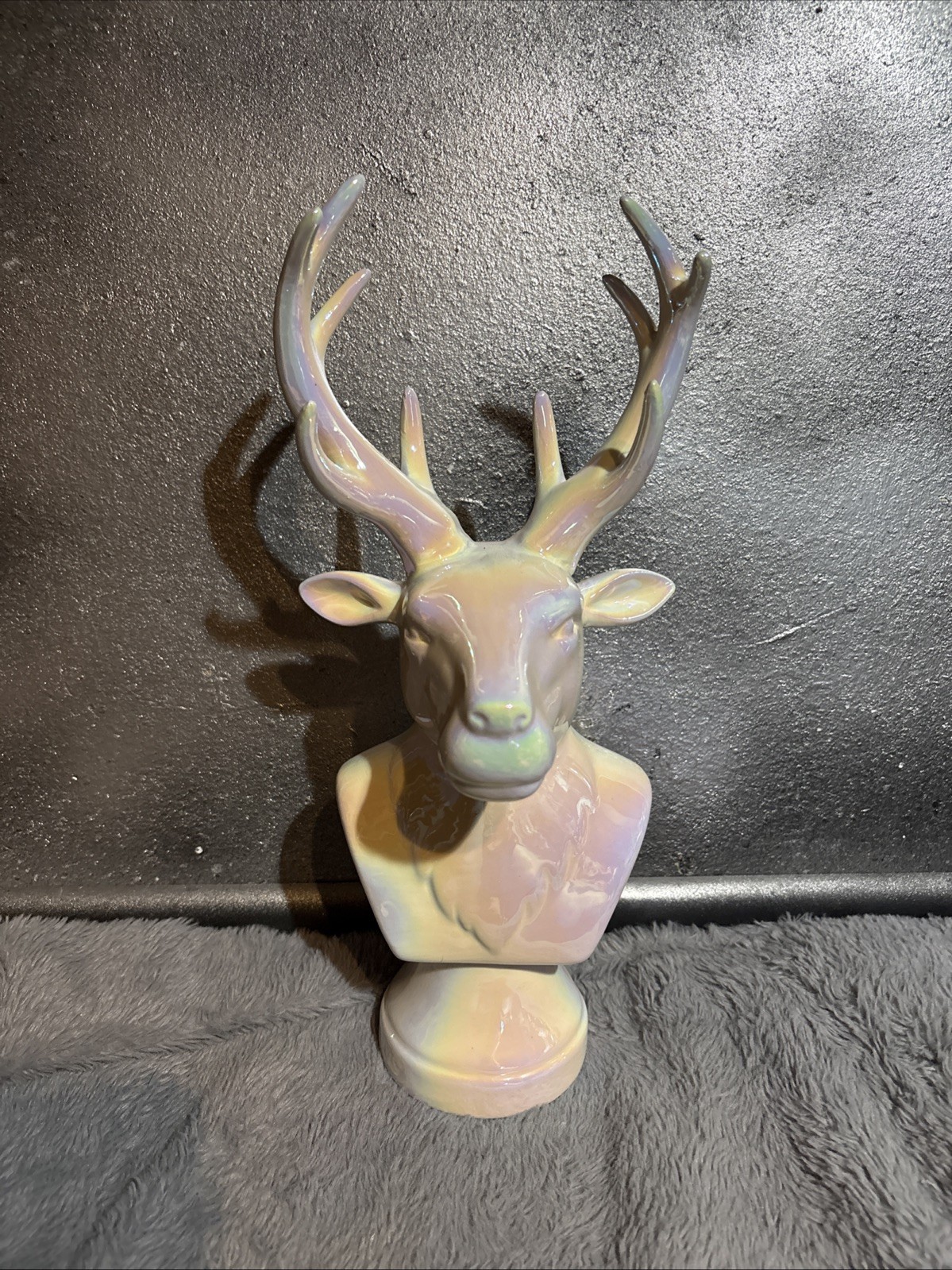 Ashland Frosted Fairytale Iridescent Stag Deer Bust Tabletop Decor Figurine New