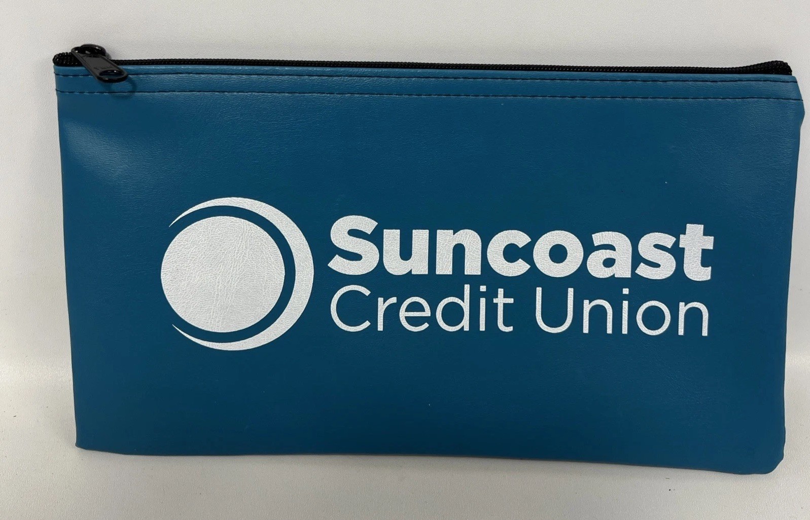 Suncoast Credit Union Zipper Pouch Bank Money Deposit Bag Vinyl Blue Promo