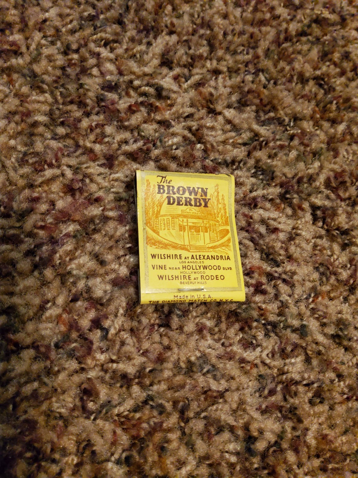 Vtg The Brown Derby Restaurant Matchbook Hollywood Wilshire Beverly Hills 1941
