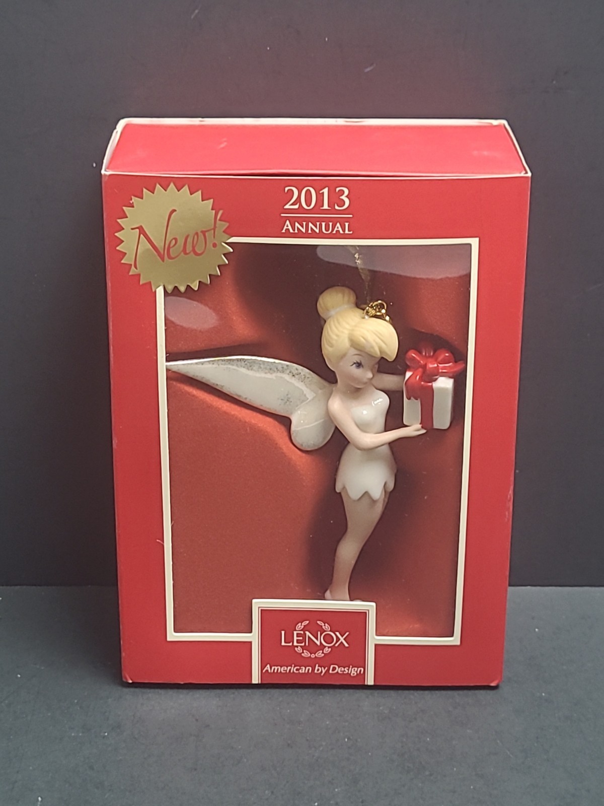 Lenox 2013 Disney Tinker Bell Pixie Present Ornament Annual Holiday