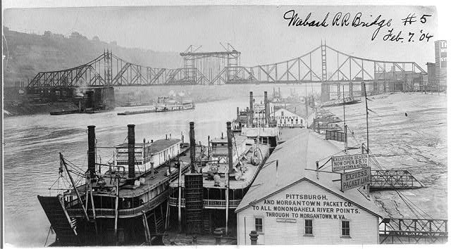 Photo:Wabash RR Bridge River Boats at Pier 1904 Pittsburgh PA
