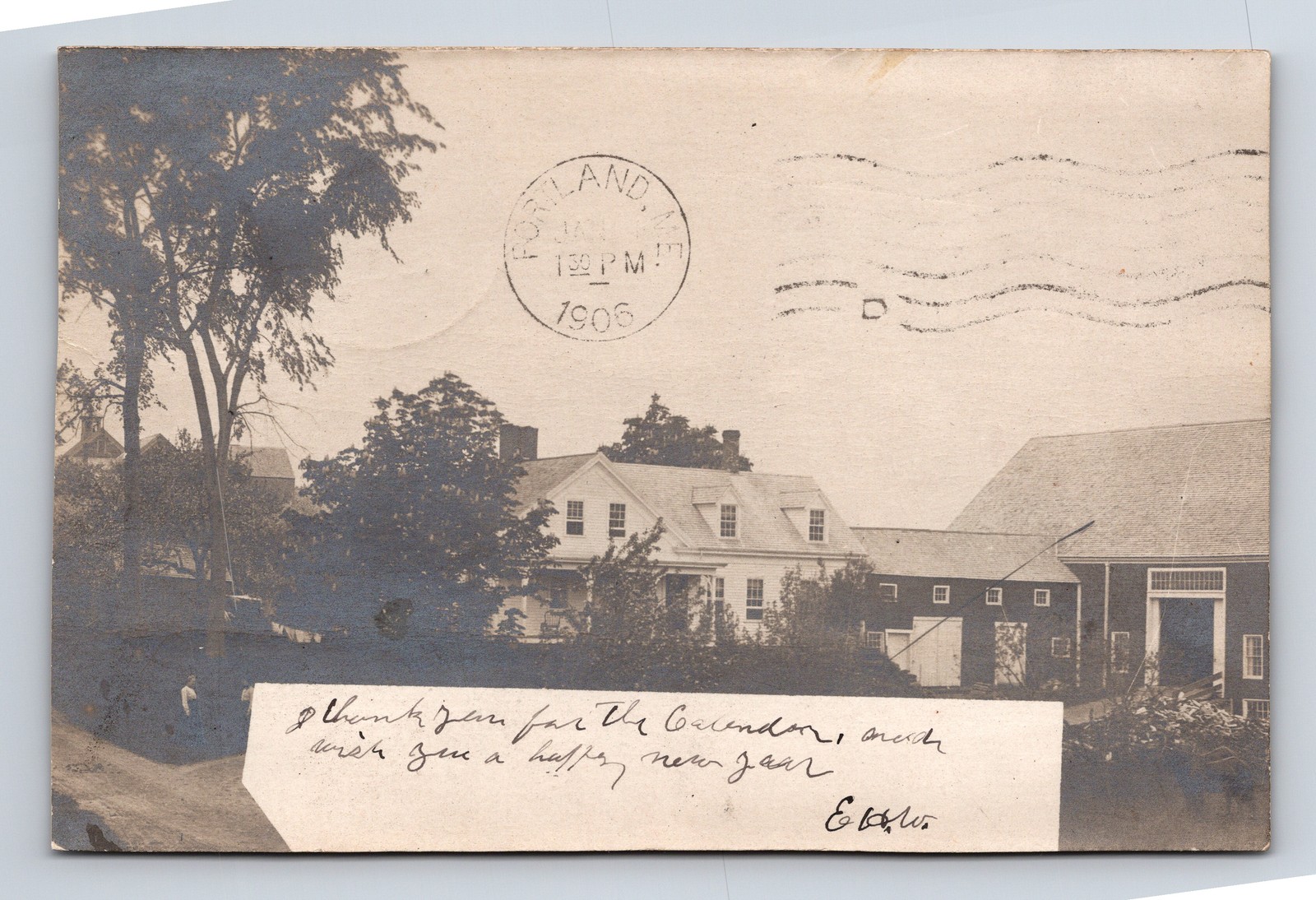 1906 RPPC Large Rarm Ranch Estate Home Barn Union ME Postcard