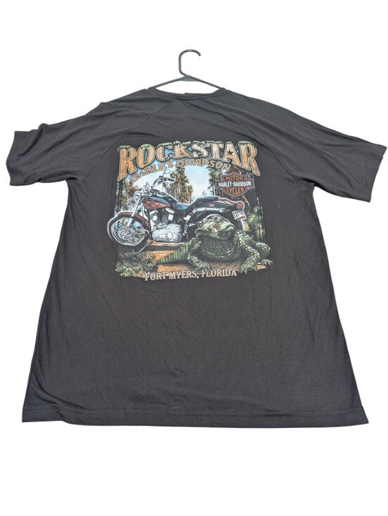 Harley-Davidson Men's Black 'Twin' Rockstar Fort Myers Florida Logo Tee (Large)