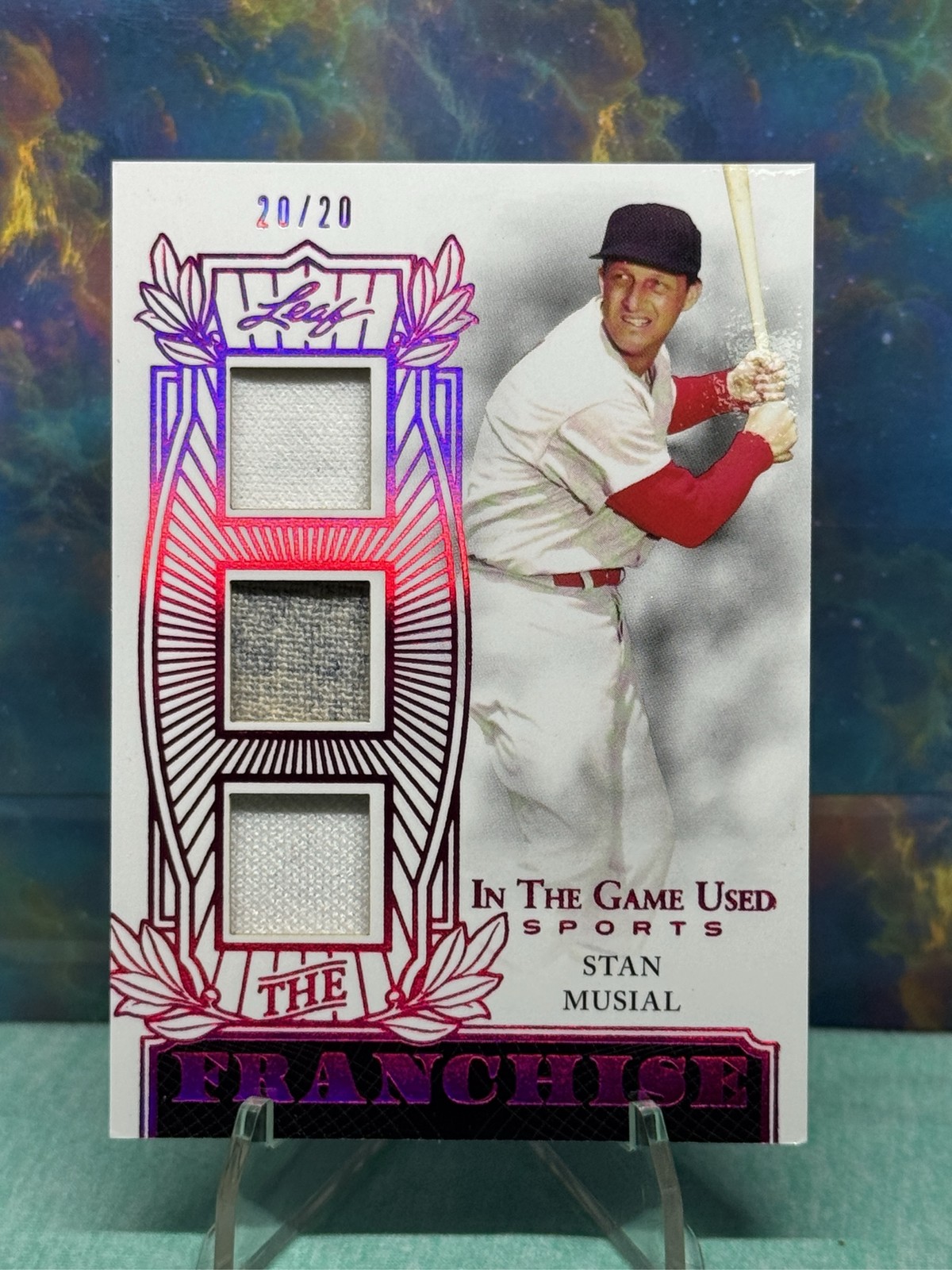 2024 Leaf ITG Stan Musial The Franchise Pink Holo Game Used Relic 20/20 TF-SM1 2024 Leaf ITG Stan Musial The Franchise Pink Holo Game Used Relic 20/20 TF-SM1
