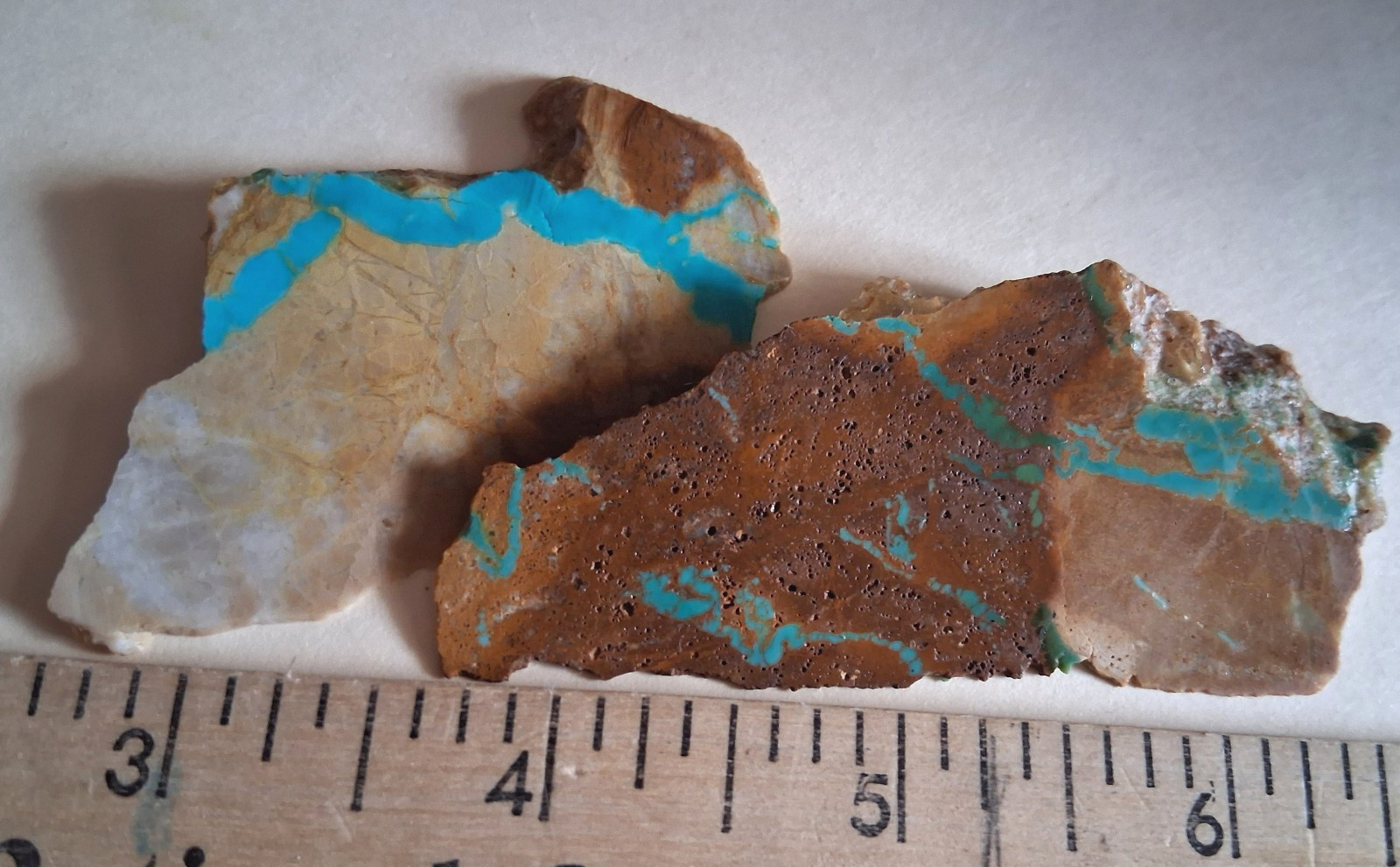 Turquoise Ribbon Number 8 Mine NV  2 Gorgeous Pieces 30.3 Gr
