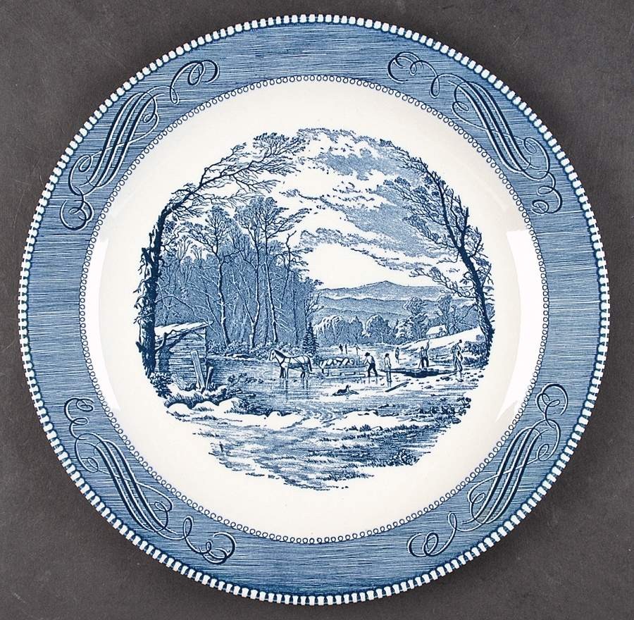 Royal  Currier and Ives Blue Chop Plate  5979125