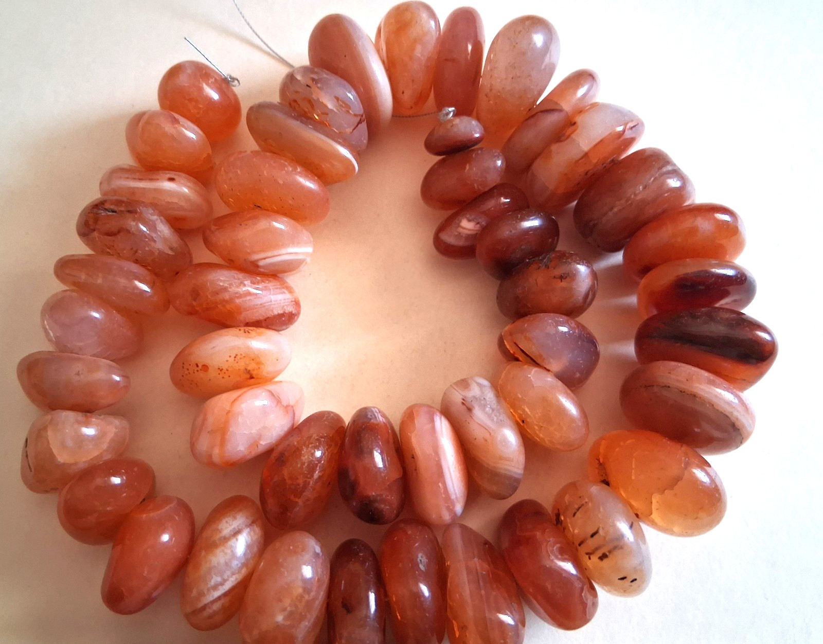 GORGEOUS Carnelian 47 Jumbo Beads 24 - 10 mm  17 Inch Strand MAKE OFFERS