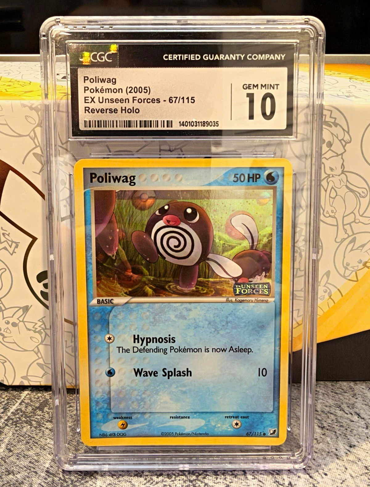 2005 Pokemon EX Unseen Forces Poliwag 67/115 Reverse Holo CGC 10 - LOW POP