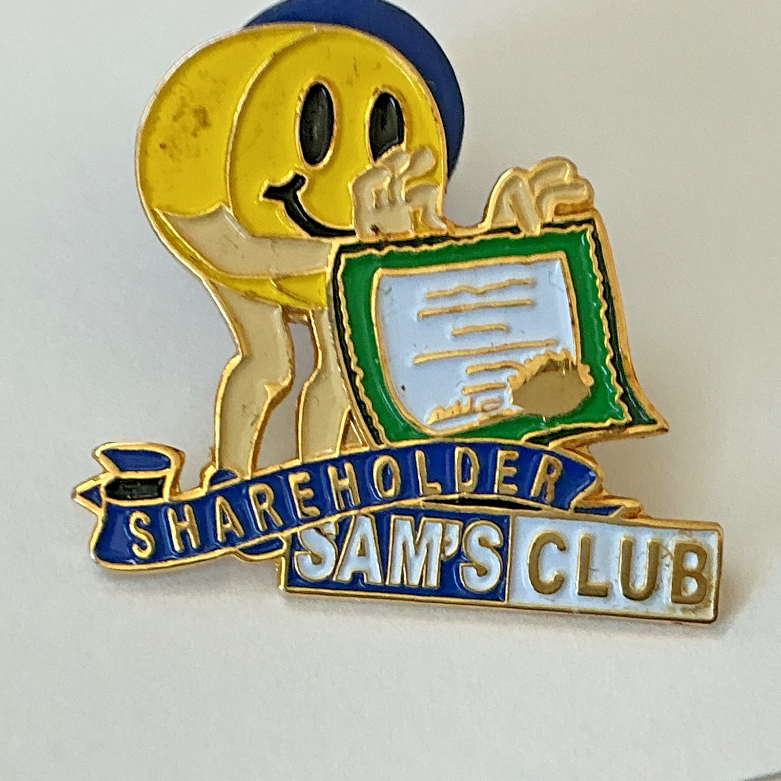 SAM'S CLUB SHAREHOLDER CERTIFICATE Employee Associate lapel Pin - Smiley (Z) SAM'S CLUB SHAREHOLDER CERTIFICATE Employee Associate lapel Pin - Smiley (Z)