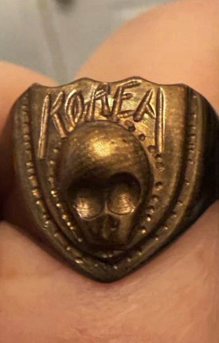 Vintage 1950s Korean War KOREA Skull Souvenir Ring Brass Size 10 Military