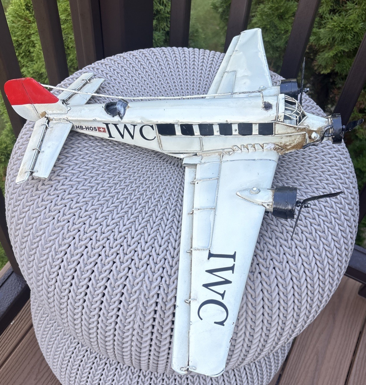 Vintage IWC Advertising Metal Model Airplane Plane Aviation Large 17