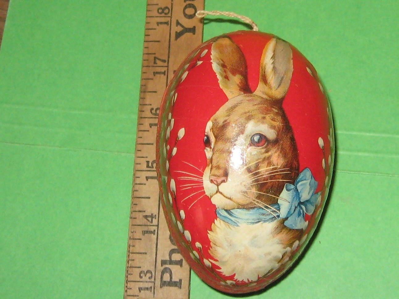 Antique German Paper Mache RABBIT Easter Egg Candy Container 4.5\