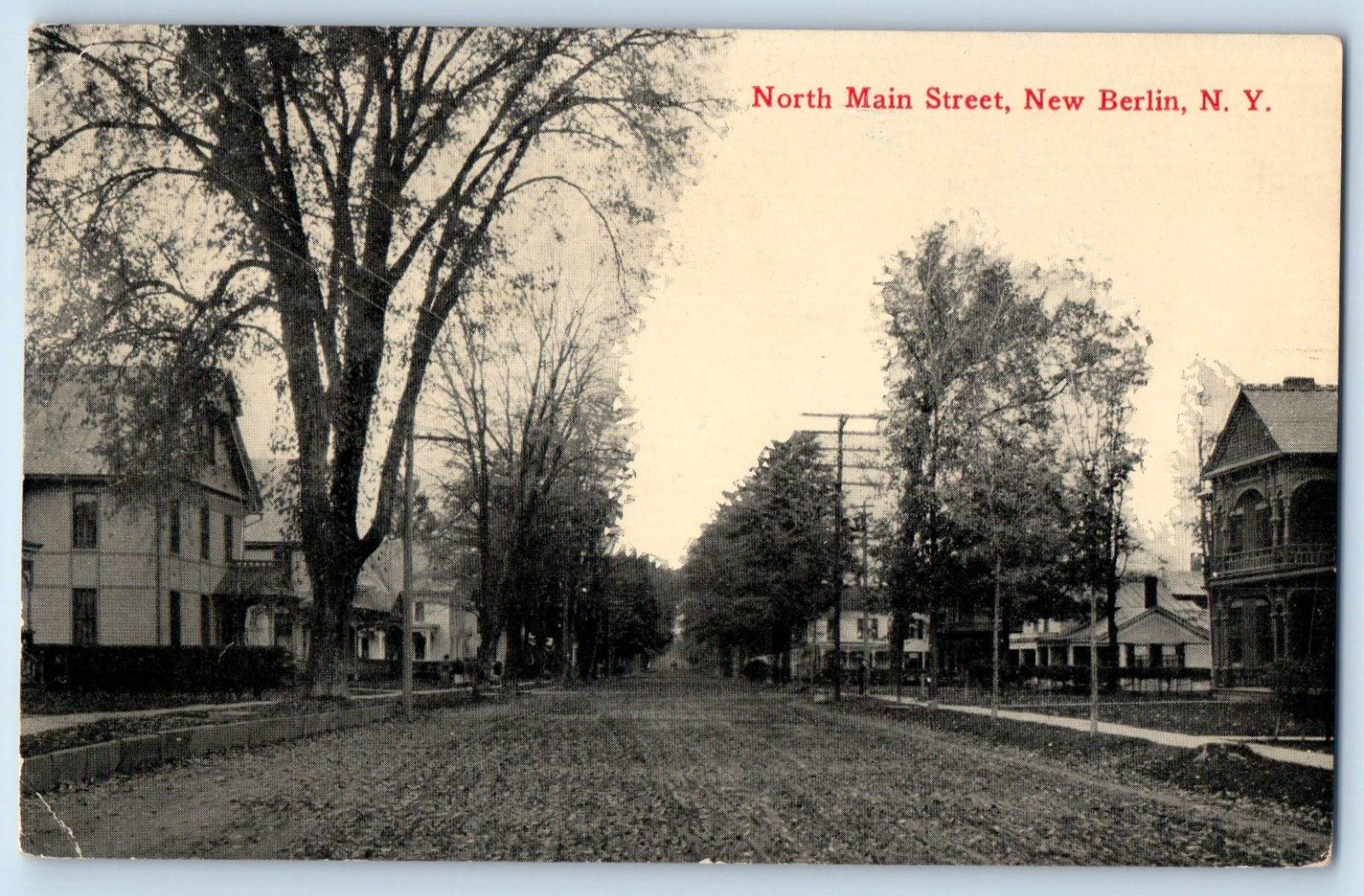 c1916 New Berlin New York NY Vintage Postcard North Main Street Building Posted