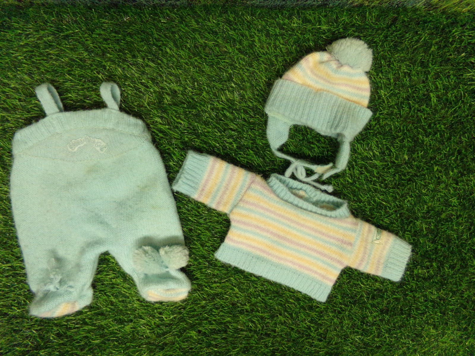 CABBAGE PATCH KIDS BEAN BOTTOM BABIES BLUE OURFIT AND HAT KNIT VINTAGE