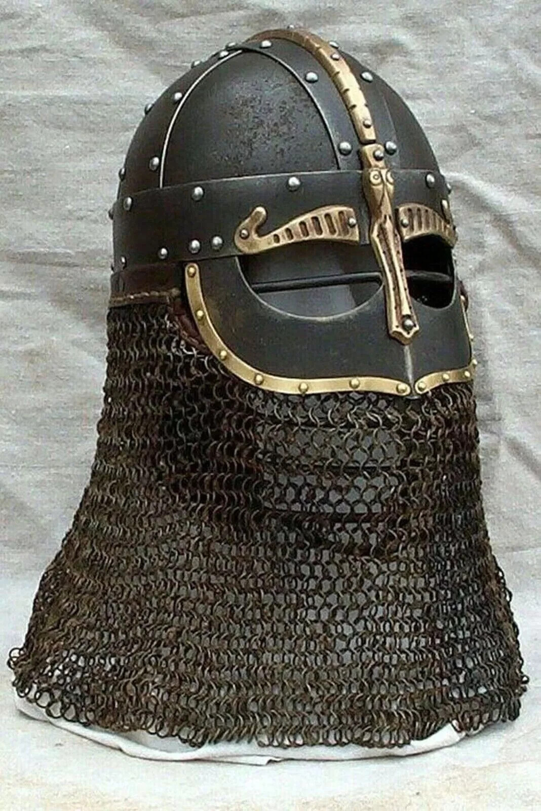 Medieval Viking Helmet Vendel Knight With Chain Mail 18 Gauge Viking Helmet