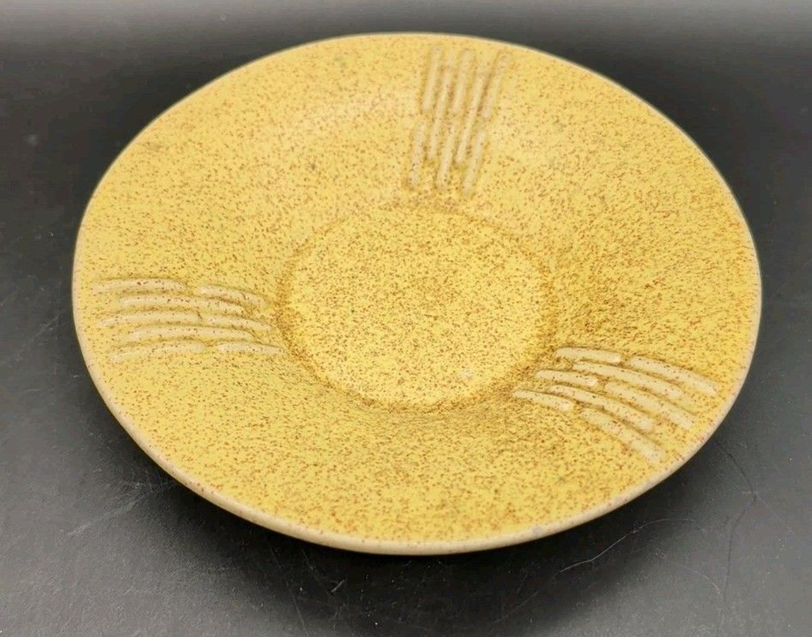 Vtg Brush McCoy Art Pottery Yellow Speckled Bulrush Cattail Bowl USA MCM 6.5\