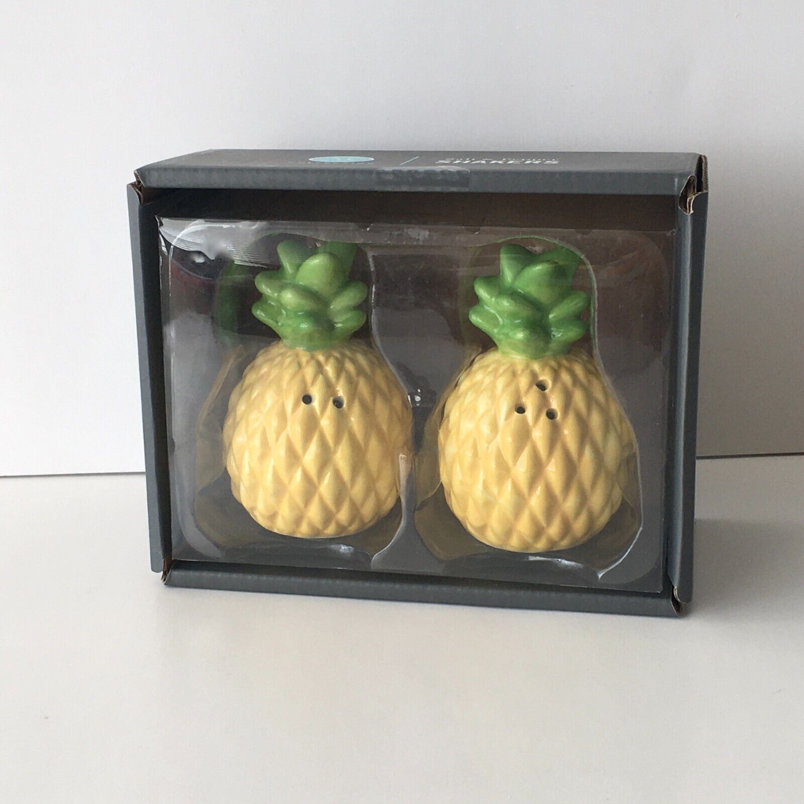 Martha Stewart Salt & Pepper Shakers Yellow Pineapple Ceramic 3.25 in. NIB