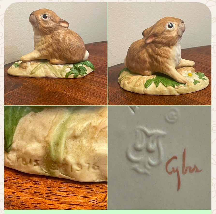 Vintage 1976 Cybis Porcelain Bunny Muffet Rabbit Figurine Signed Matte Bisque