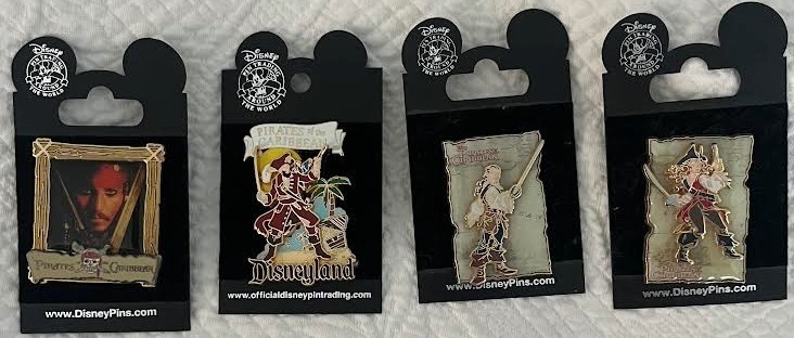 Disneyland Pins Pirates of the Caribbean 3d Lot of 4 including Capt Jack Sparrow