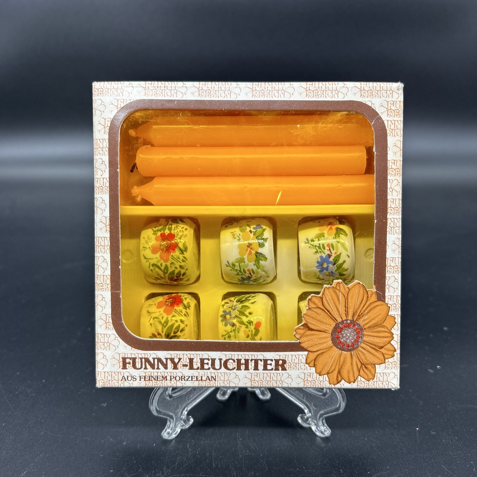 Vintage Funny-Leuchter Floral Candle Holders Set of 6 with Candles