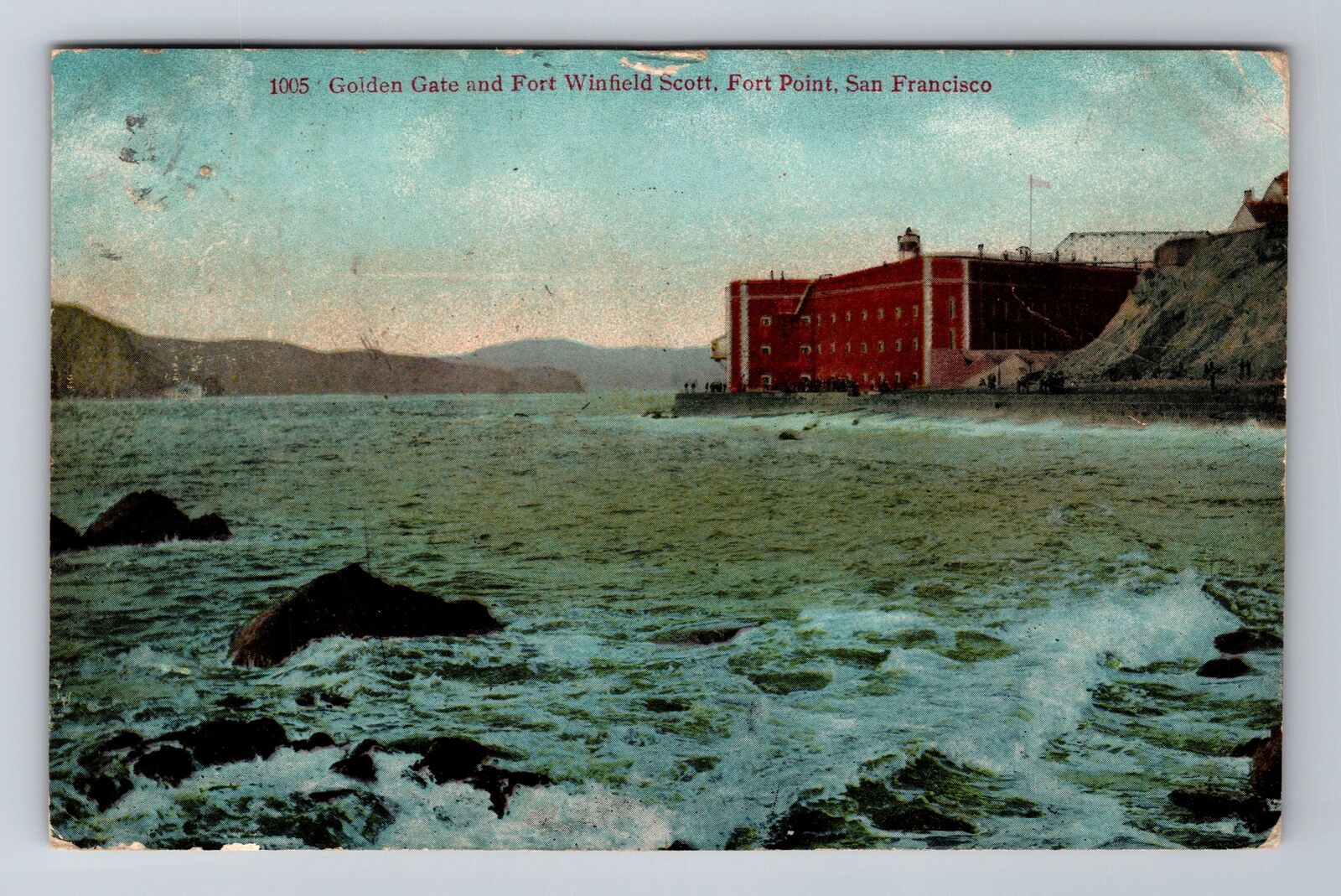 San Francisco CA-California, Golden Gate, Fort Winfield, Vintage c1909 Postcard