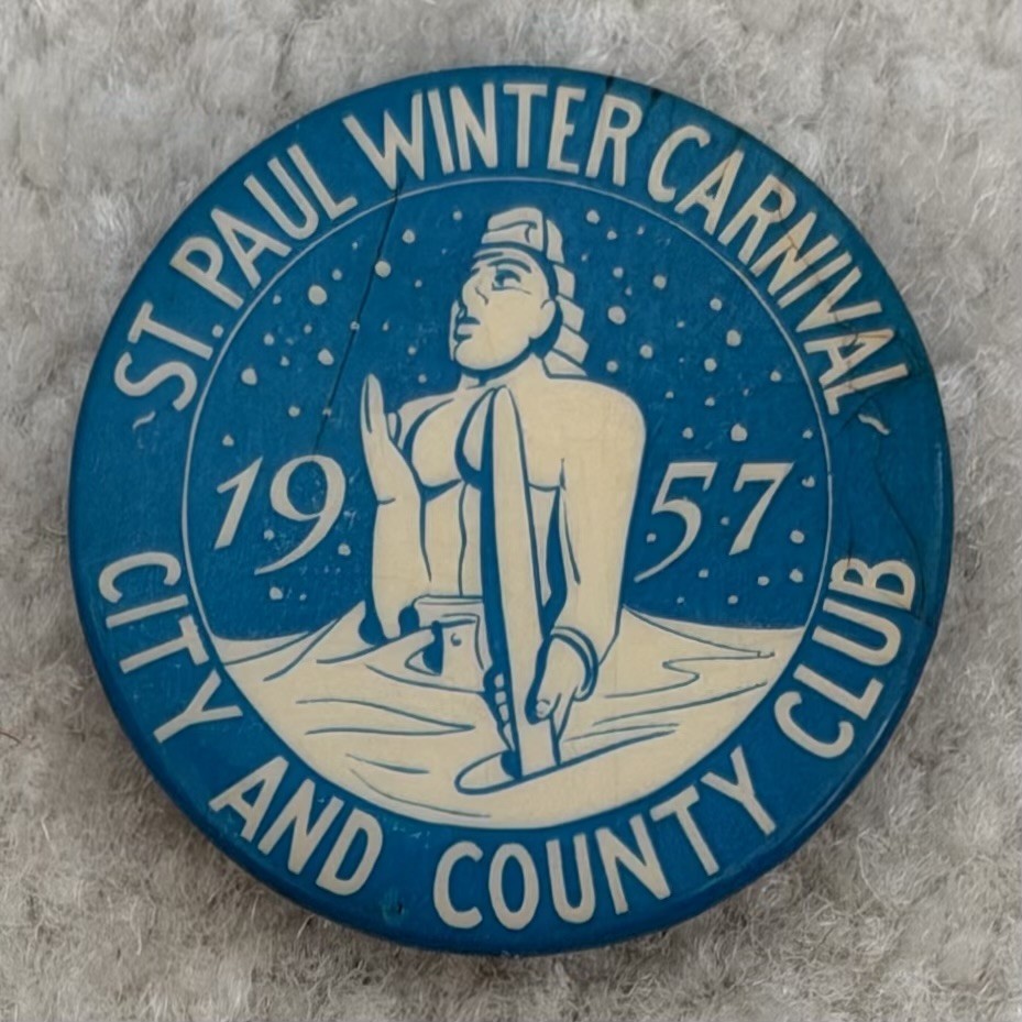 Vintage 1957 St. Paul Winter Carnival City And Country Club Button : 1 1/2\