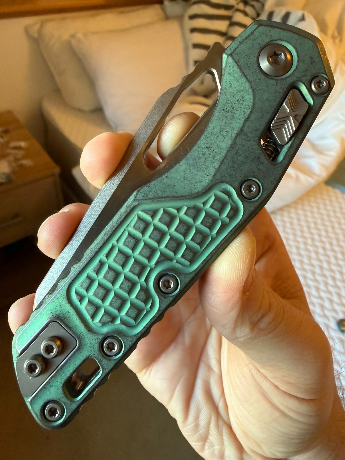 Microtech MSI RAM-LOK Marfione Select Antique Green Frag Titanium M390 - BNIB