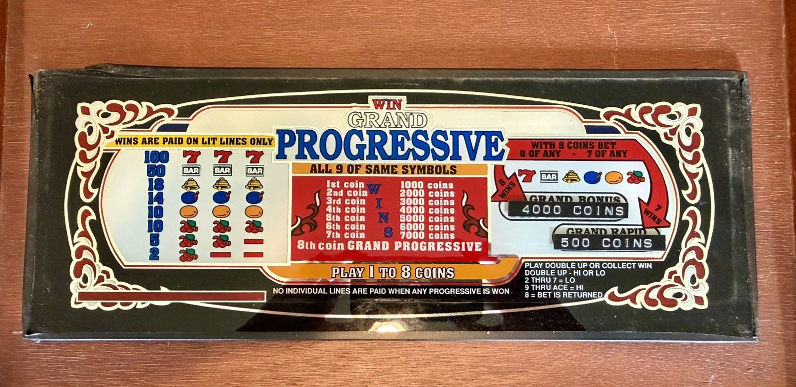 Vintage Grand Progressive Slot Machine Payout Glass Belly Marquee Art CasinoSign Vintage Grand Progressive Slot Machine Payout Glass Belly Marquee Art CasinoSign