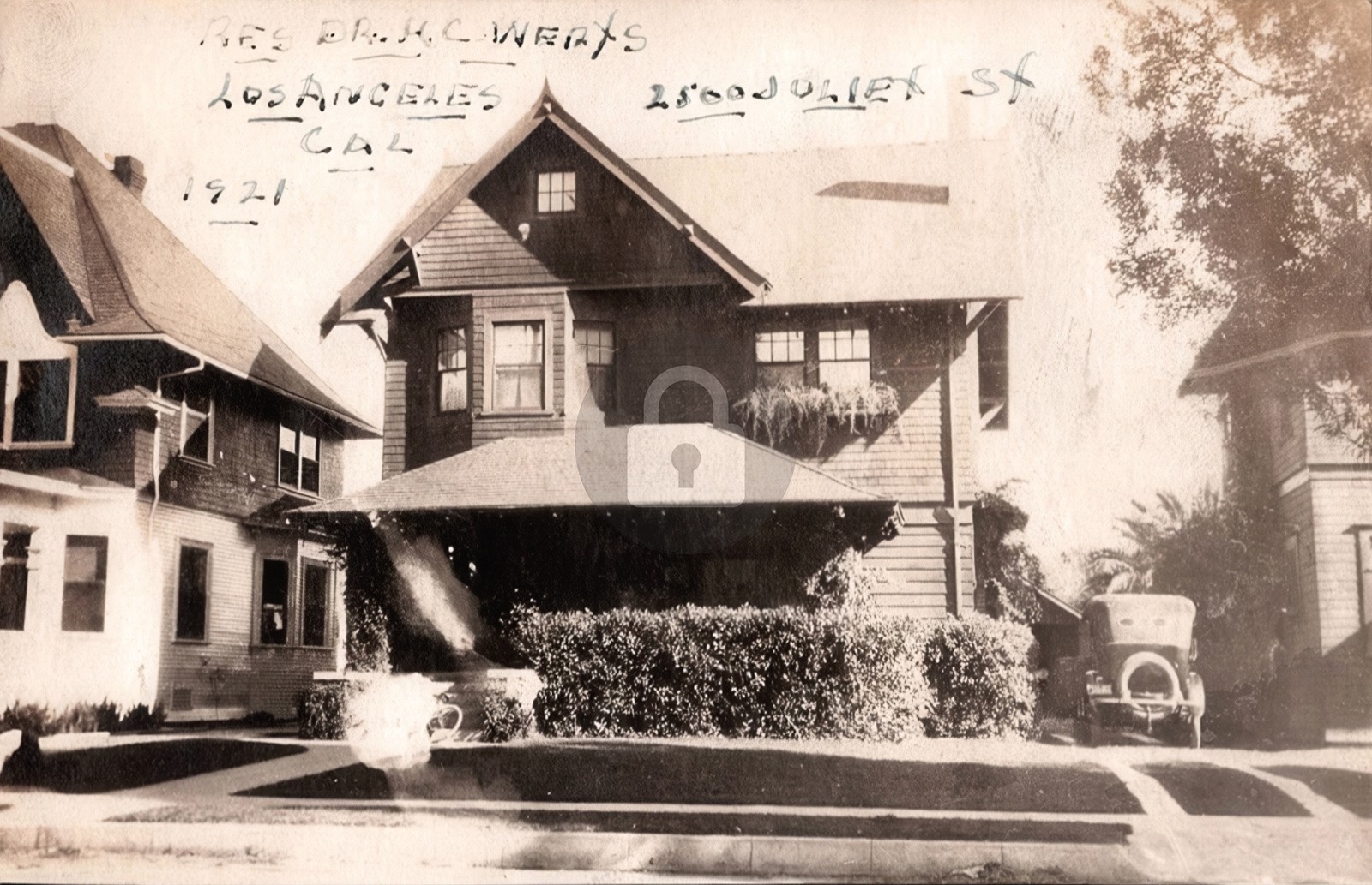 c1921 Home of Dr. Werxs 2500 JOLIET ST Los Angeles CA W RPPC Photo Postcard COPY