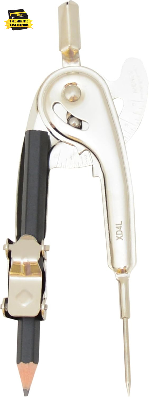 Nickel-Plated Ball Bearing Compass with Pencil, Professional Style, Back-To-Scho